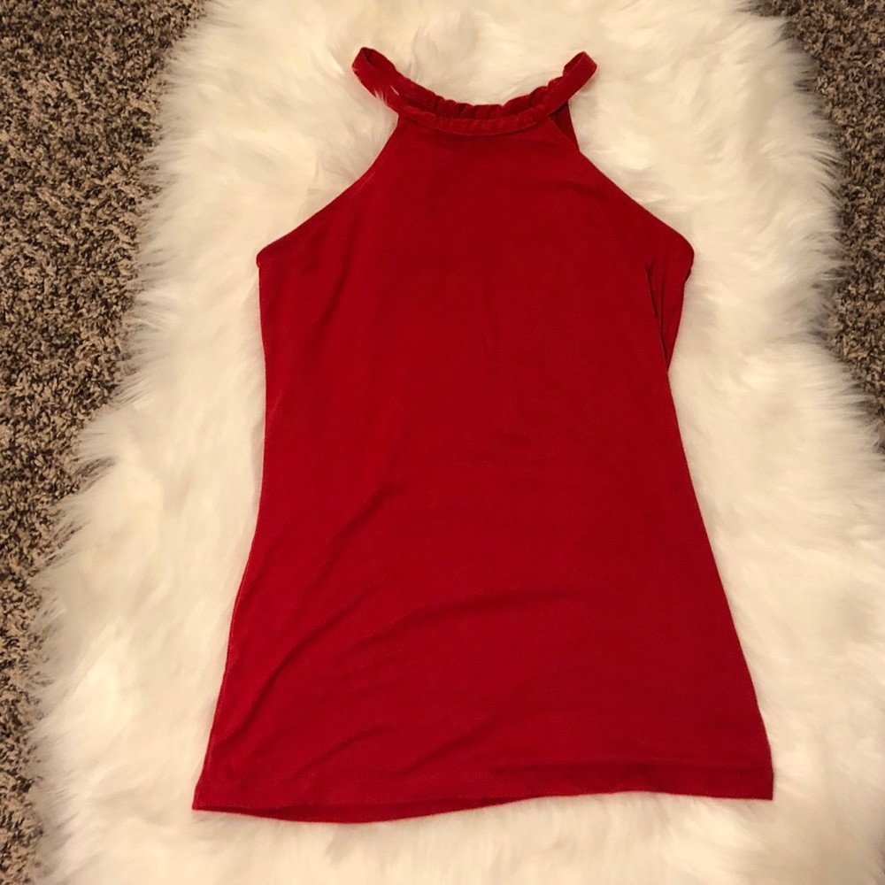High neck red tank top